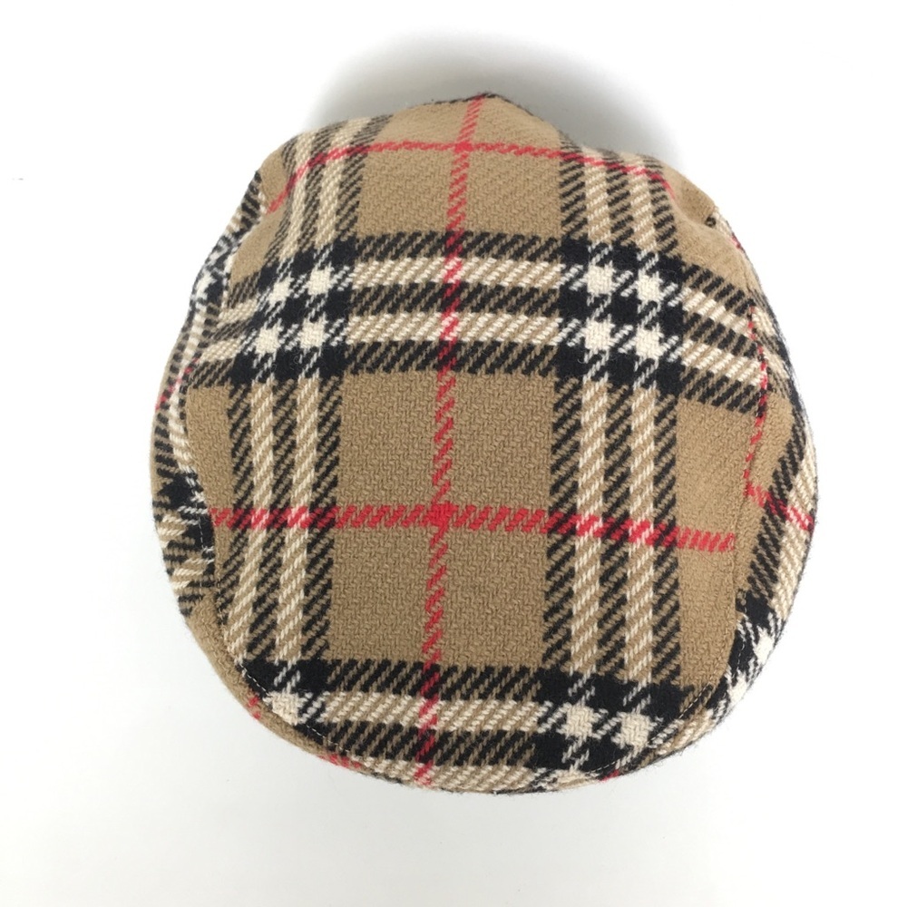 Vintage Burberry London Messenger Boy Nova Check Flat Hat Cabbie Hat Wool - Picture 4 of 10